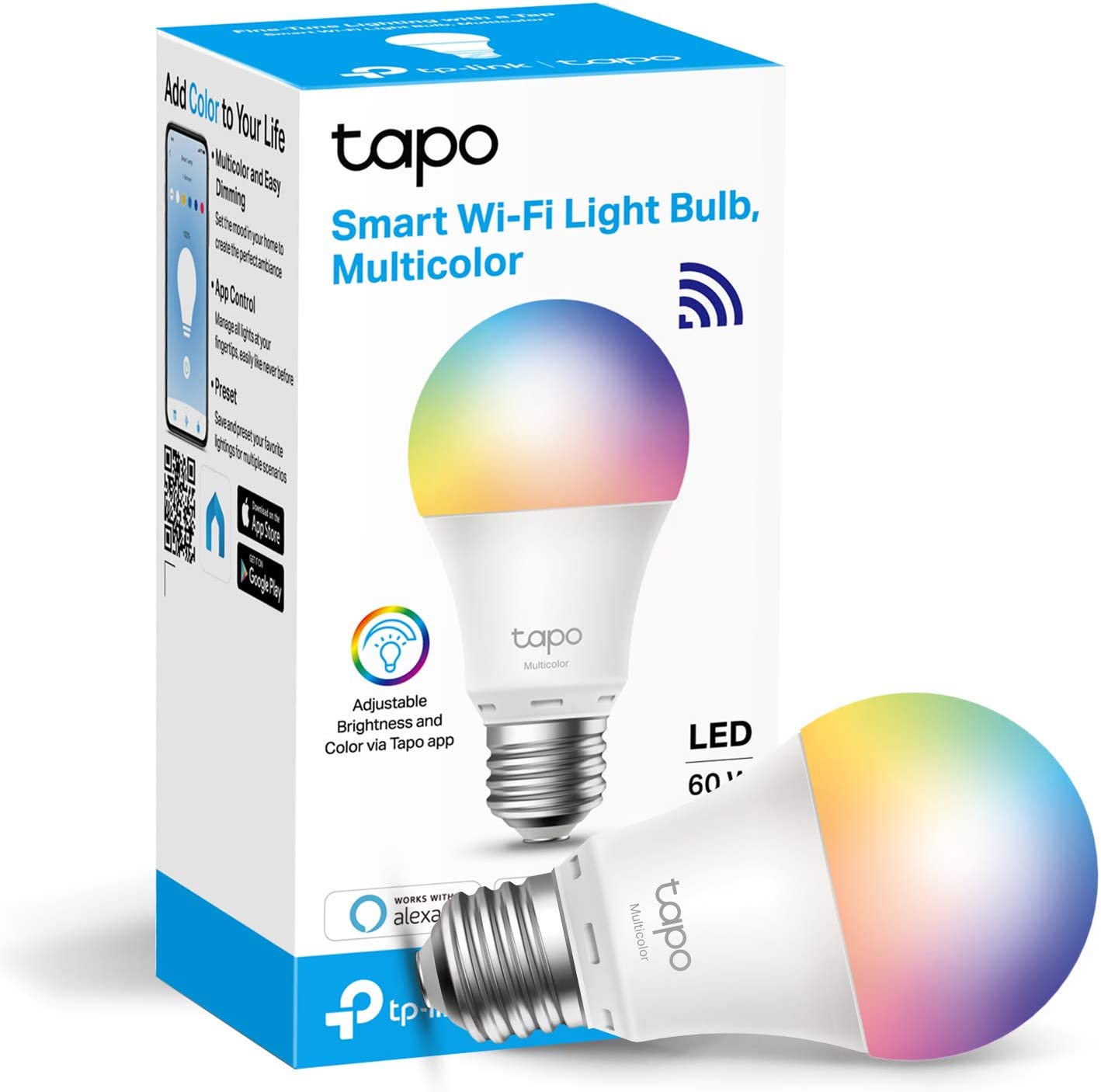 Bild von TP-Link Tapo Smart Bulb, Smart Wi-Fi LED Light, E27, 8.7W, Energy saving, Works with Amazon Alexa and Google Home, Colour-Changeable, No Hub Required (Tapo L530E) [Energy Class F]