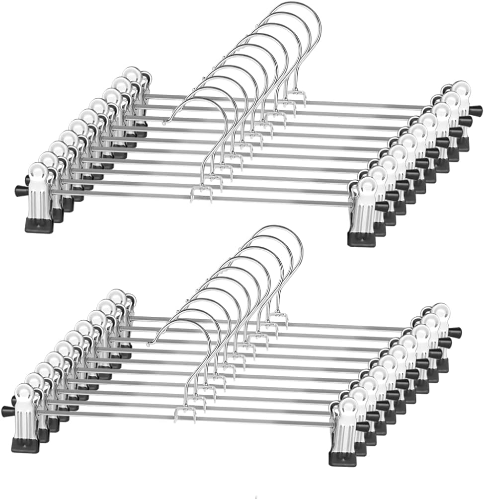 Bild von NORTHERN BROTHERS Trouser Hangers – Skirt Hangers with Clips 20 Pack Adjustable Clip Hangers Non-slip Pants Hangers for Trousers Jeans Skirt