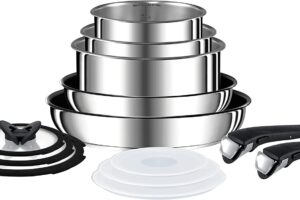 Produktbild von Tefal Ingenio Stainless Steel Pots & Pans Set, 13 Pieces, Stackable, Removable Handle, Space Saving, Non-Stick, Induction, L9409042