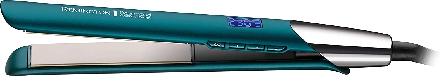 Bild von Remington Advanced Coconut Therapy Ceramic Hair Straightener – Salon Performance 110 mm Hair Straighteners with Integrated Temperature Sensor – S8648, Jade