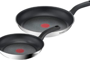 Produktbild von Tefal 2 Piece Comfort Max, 24cm & 28cm Frying Pans, Stainless Steel, Silver