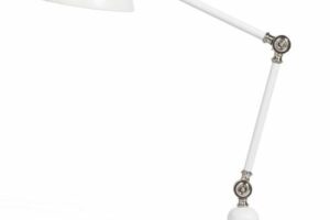 Bild von Beliani Desk Lamp White Metal 80H cm Adjustable Arm Table Lamp Material:Metal Size:19x80x19
