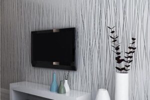 Produktbild von Livingandhome – 10M 3D Crushed Silk Striped Grey Silver Textured Wallpaper for Living Room