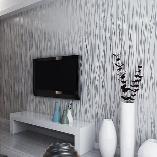 Bild von Livingandhome – 10M 3D Crushed Silk Striped Grey Silver Textured Wallpaper for Living Room