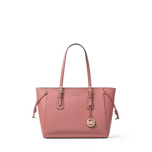 Bild von Voyager Medium Crossgrain Leather Tote Bag – Pink – MICHAEL Michael Kors Totes