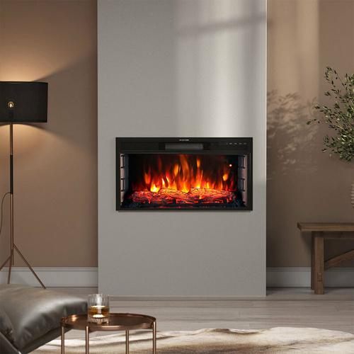 Bild von 28 inch Electric led Fireplace Wall Inset Mounted Heater 7 Flame Colours, Height 39CM
