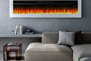 Bild von Led Electric Wall Fireplace 9 Flame Colours with Freestanding Leg, White 40inch – Livingandhome