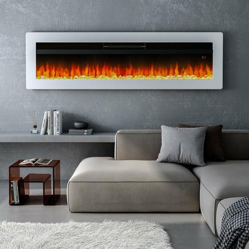 Bild von Led Electric Wall Fireplace 9 Flame Colours with Freestanding Leg, White 40inch – Livingandhome