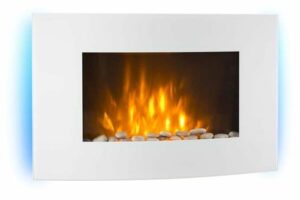 Bild von Lausanne Electric Fireplace 1000 or 2000 Watts 7 different background colours of glass – White