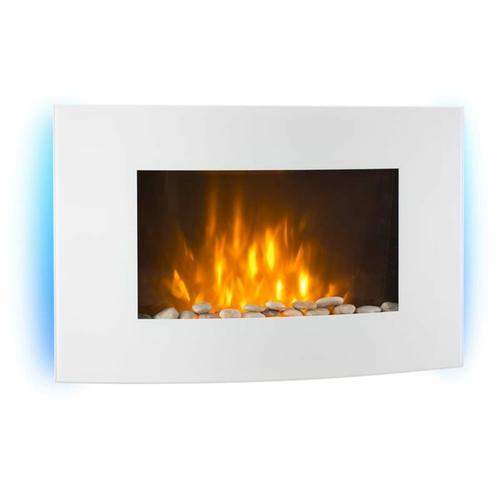 Bild von Lausanne Electric Fireplace 1000 or 2000 Watts 7 different background colours of glass – White