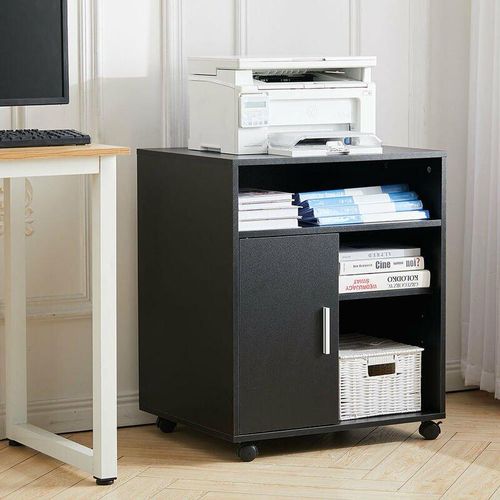 Bild von Livingandhome – Wooden Printer Stand Office File Storage, Black