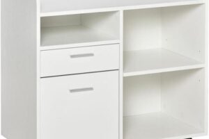 Bild von Filing Cabinet Mobile Printer Stand w/ Adjustable Storage Shelf, White – Vinsetto