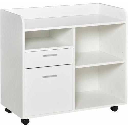 Bild von Filing Cabinet Mobile Printer Stand w/ Adjustable Storage Shelf, White – Vinsetto