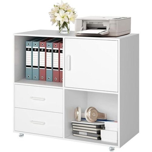 Bild von Rolling Office File Cabinet, Filing Cabinets 2 Drawers with Shelf and Wheels, Mobile Printer Organiser Open Compartment – Gizcam