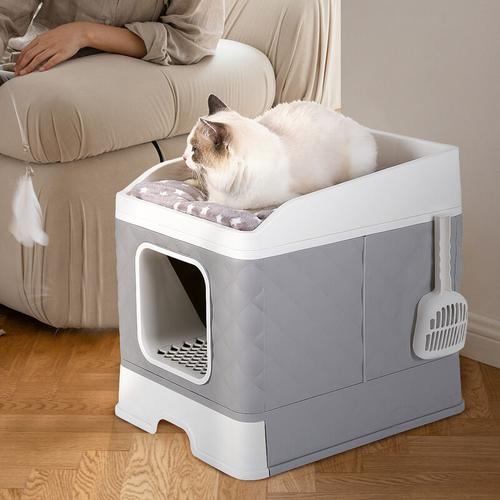 Bild von Large Cat Litter Box Pet Toilet Enclosed Odor-proof Drawer Tray With Clean Scoop