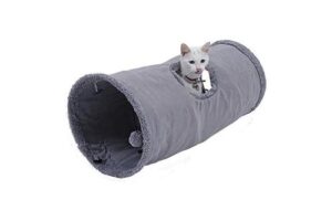 Bild von Suede Cat Tunnel Toy, Large Collapsible Cat Tunnel with 2 Holes and Hanging Ball for Cats Kittens