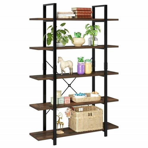 Bild von Homfa – Bookcase 5 Tier Industrial Bookshelf Free Standing Shelving Unit Vintage Display Shelf