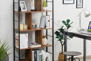 Bild von Costway – 5-Tiers Freestanding Display Bookshelf, Industrial Style Metal Frame Bookcase Shelving