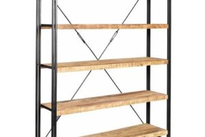 Produktbild von Up cycled Industrial Mintis Extra Large Open Bookcase – Light Wood