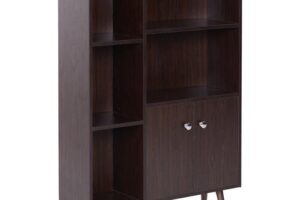 Bild von Homcom – Cabinet Shelves Bookcase Storage Unit Free Standing w/ Two Doors Walnut