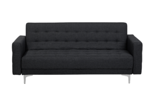 Bild von Beliani Sofa Bed Graphite Grey Tufted Fabric Modern Living Room Modular 3 Seater Silver Legs Track Arm Material:Polyester Size:88x83x186