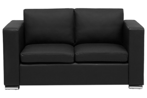 Bild von Beliani 2 Seater Sofa Loveseat Black Split Leather Upholstery Chromed Legs Retro Design Material:Leather Size:76x72x152