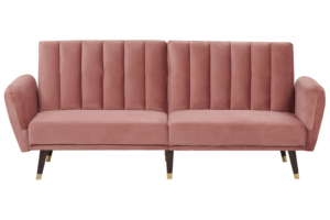 Bild von Beliani Sofa Bed Pink Sleeper Convertible Velvet Upholstery Elegant Glam Modern Living Room Bedroom Material:Velvet Size:80x90x212