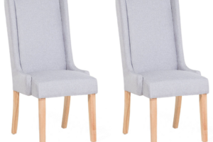 Bild von Beliani Set of 2 Dining Chairs Light Grey Fabric Upholstered High Back Wooden Legs Modern Parsons Material:Cotton Size:48x100x46