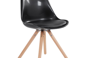 Produktbild von Beliani Dining Chairs Black Faux Leather Seat Sleek Wooden Legs Modern Material:Synthetic Material Size:45x86x49