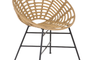 Bild von Beliani Garden Chair Light Brown Rattan Metal Legs Round Shape Boho Material:PE Rattan Size:48x80x71