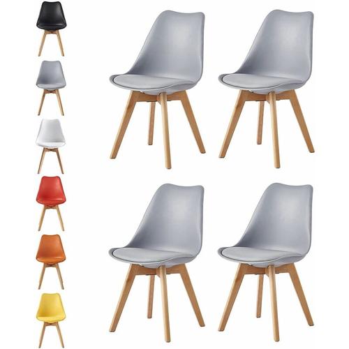 Bild von Set of 4 Dining Chairs Designer Side Chairs Wooden Home Office Commercial EVA GREY