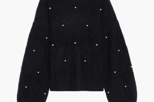 Bild von Autumn Cashmere Embellished Pointelle-knit Cashmere Sweater – Black – Autumn Cashmere Knitwear