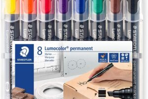 Produktbild von STAEDTLER 350 WP8 Lumocolor Chisel Tip Permanent Marker Pens – Assorted Colours (Pack of 8)