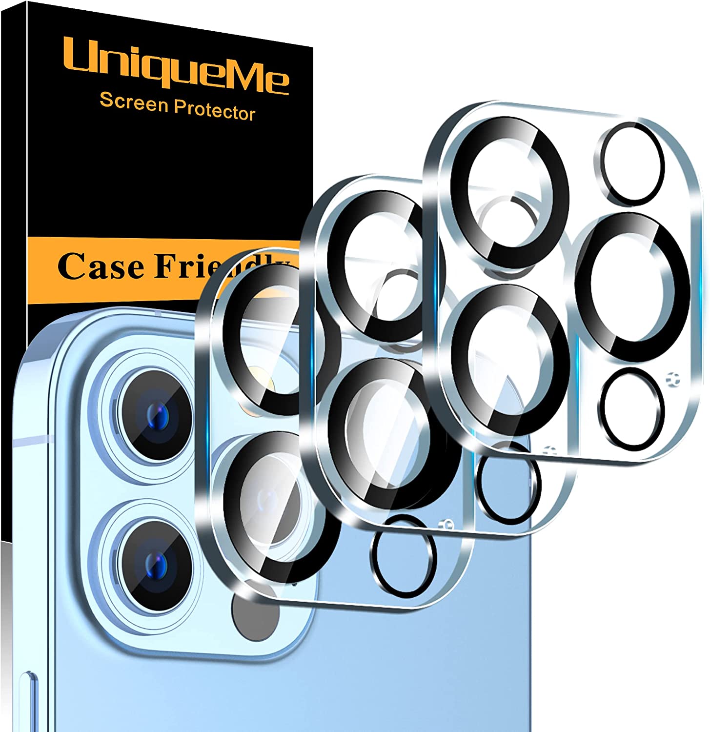 Bild von [3 Pack] UniqueMe Design for iPhone 13 Pro/iPhone 13 Pro Max (6.1/6.7 inch) Camera Lens Protector,High Definition Tempered Glass, Scratch Protective Film