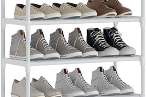 Produktbild von AcornFort® S-528 10 Tiers White Adjustable Shoe Storage Tall Shoe Rack Organiser Shelf Hold Stand for 30 Pairs Shoe, 56 x 30 x 170cm Silver, Sturdy Design, Space Saving