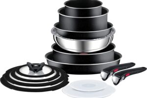 Produktbild von Tefal Ingenio Essential Non-Stick 14-Piece Pots and Pans Set, Saucepan Set, Compatible with all Hobs Excluding Induction, Black, L2009542