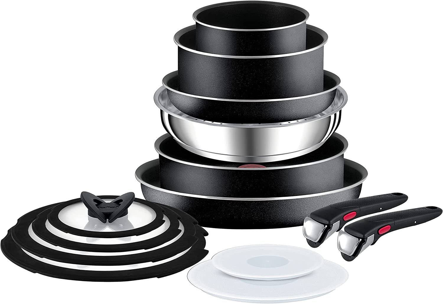 Bild von Tefal Ingenio Essential Non-Stick 14-Piece Pots and Pans Set, Saucepan Set, Compatible with all Hobs Excluding Induction, Black, L2009542