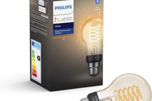 Produktbild von Philips Hue White Filament Regular A60 LED Smart Light Bulb 1 Pack [B22 Bayonet Cap] , with Bluetooth, Works with Alexa, Google Assistant and Apple Homekit. [Energy Class A]