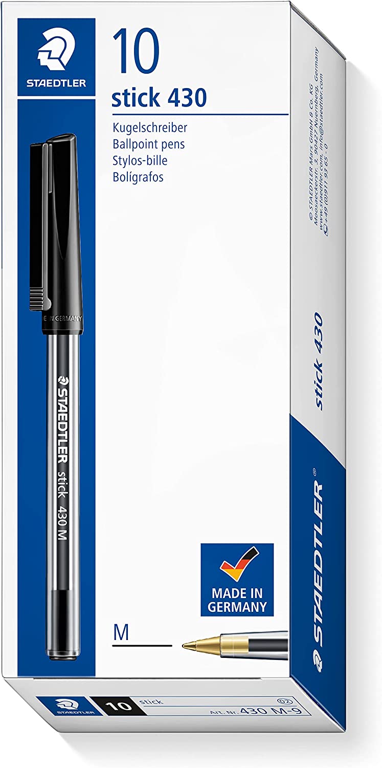 Bild von STAEDTLER Stick 430 M-9 Ballpoint Pen Medium – Black (Box of 10)