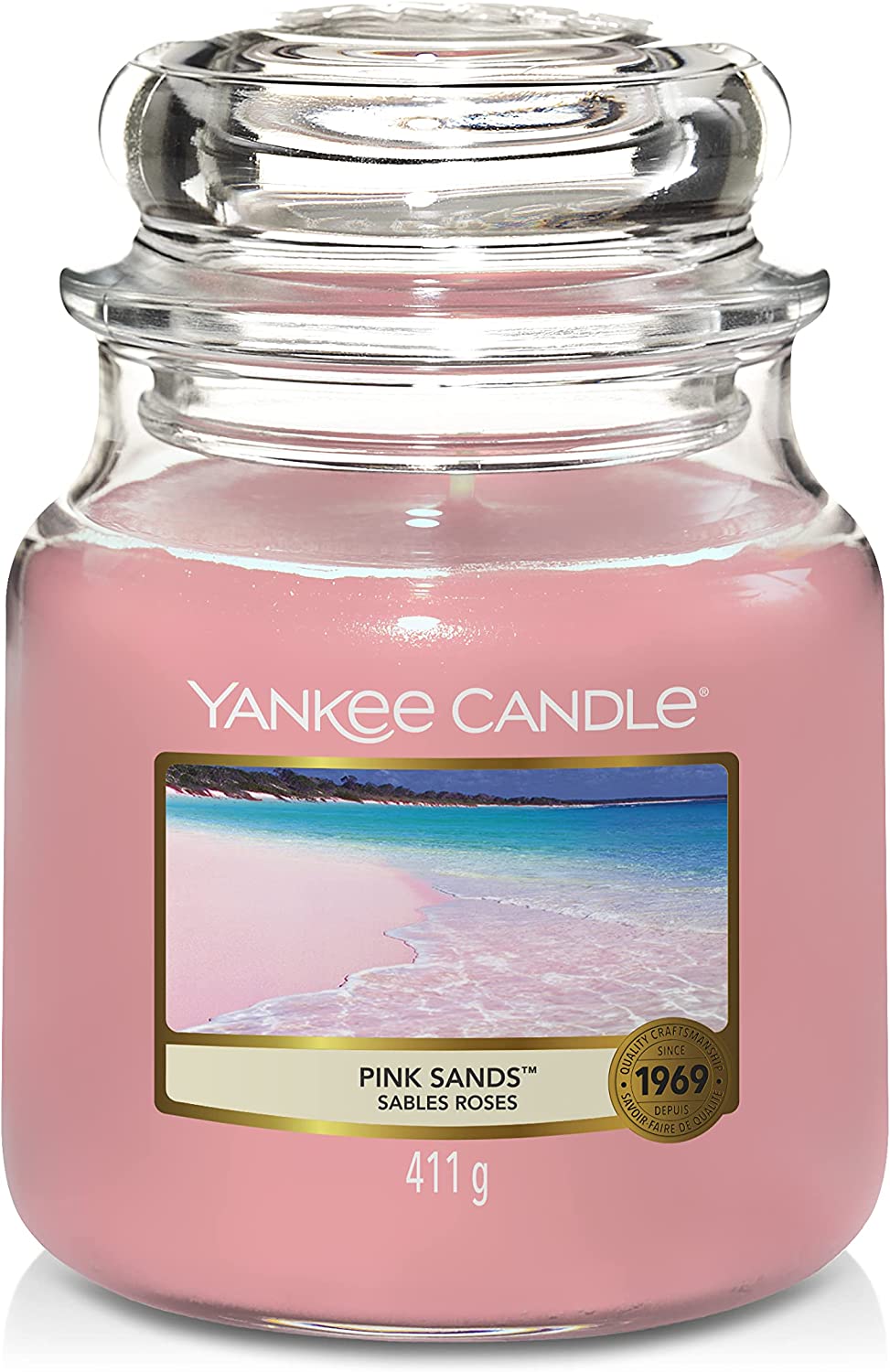 Bild von Yankee Candle Scented Candle | Pink Sands Medium Jar Candle| Burn Time: Up to 75 Hours