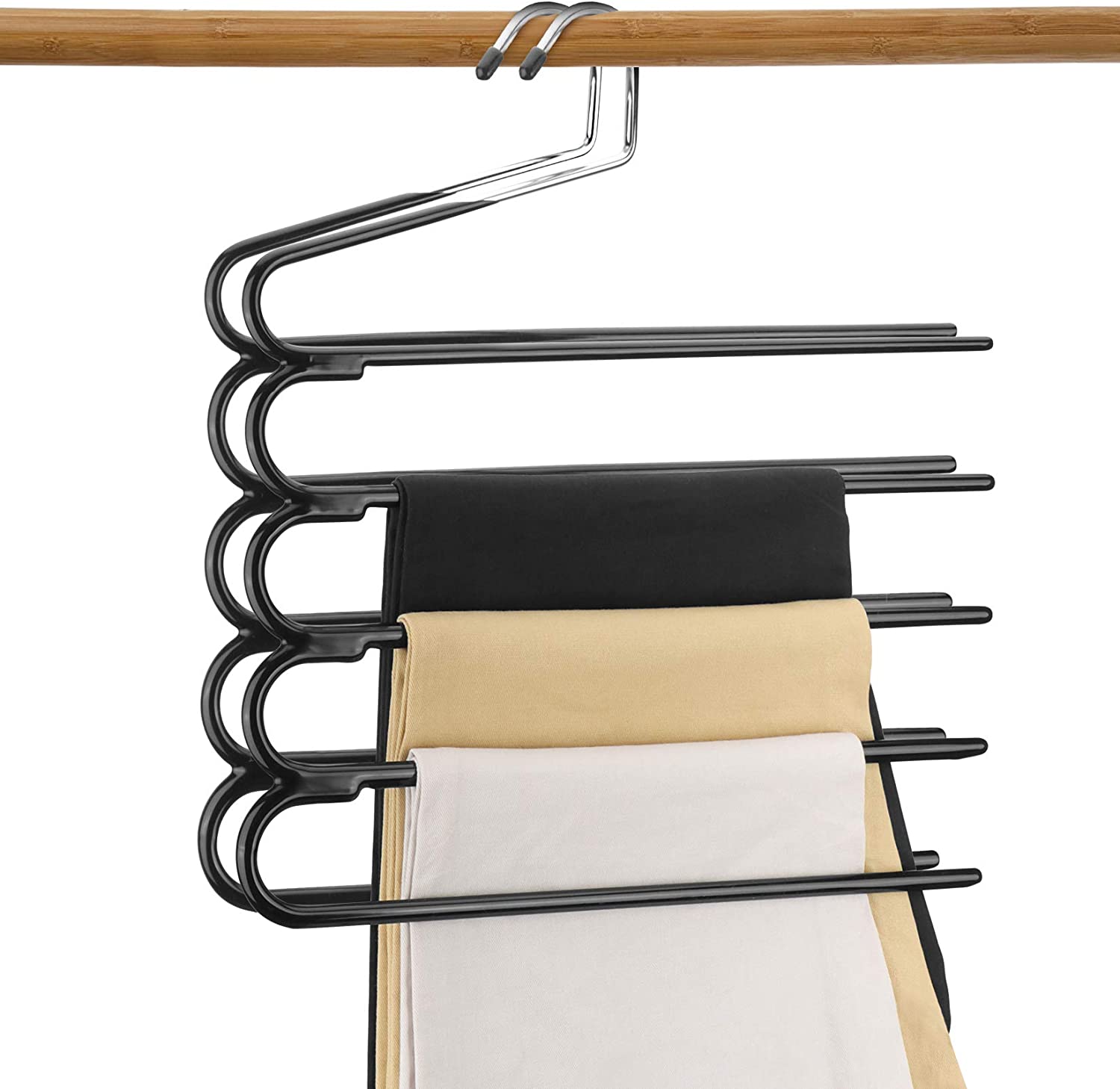 Bild von Trouser Hangers 2 Pack Multi-layer Coat Hangers, Trouser Hanger Space-saving, Closet Stainless Steel Rack Space Saver, Clothes Hangers Tie Scarf Shock Jeans Towel Clothes