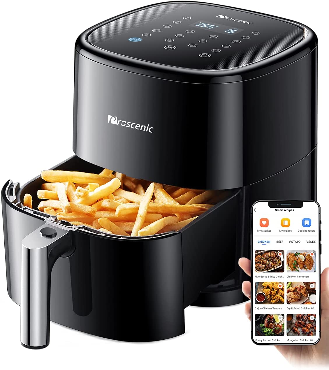 Bild von Proscenic T22 Air Fryer with 13 Presets & Shake Reminder, Oil Free Air Fryer 5L, Low-Noise, Compatible with APP & Alexa, 100+ Online Recipes, LED Touch Screen, Non-Stick Basket, 1700W [Energy Class A+++]