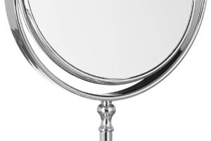 Bild von Relaxdays Magnifying Vanity Mirror, Round Standing Makeup Mirror, Cosmetics, Two-Sided, HWD: 28x18x10cm, Silver