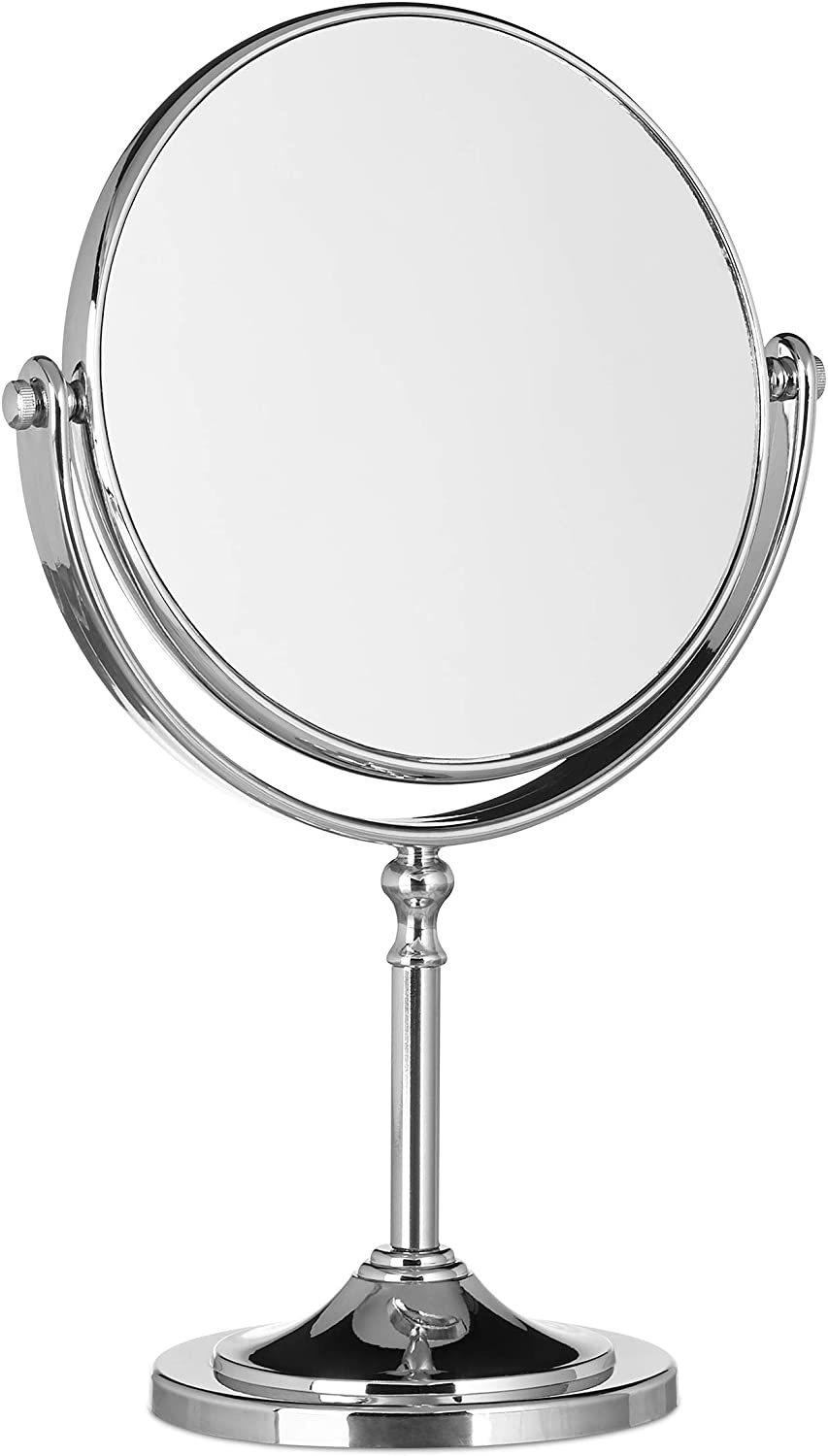 Bild von Relaxdays Magnifying Vanity Mirror, Round Standing Makeup Mirror, Cosmetics, Two-Sided, HWD: 28x18x10cm, Silver
