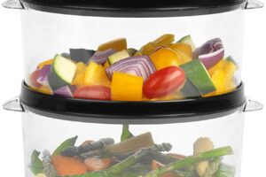 Produktbild von Salter EK2726Z 3-Tier Food, Meat & Vegetable Steamer, 60 Minute Timer, Removable One Pot Healthy Cooking, Compact Easy to Store Design, Includes Rice Bowl, Stainless Steel, 7.5 liters