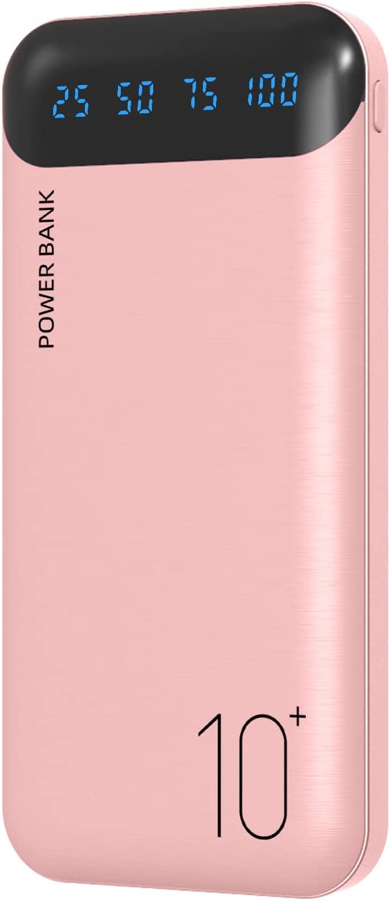 Bild von Power Bank 10000mAh Mobile Phone Portable Charger External Battery Pack with 2 USB 2.4 A Outputs and USB C Input Compatible with Huawei iPhone 12 11 X iPad Samsung Galaxy S20 Android Tablet (Pink)
