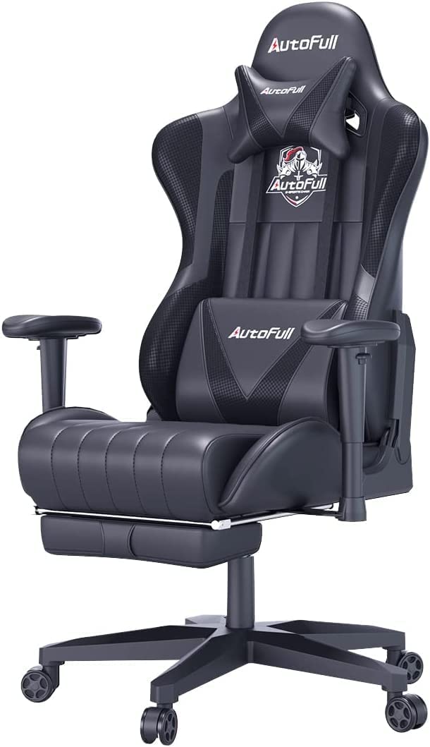 Bild von AutoFull Gaming Chair Ergonomic Office Chair High Back Swivel Chair Racing Pu Leather Computer Chair With Arms,Thicker Bucket Seat,Adjustable Height,Back Support And Footrest,Black (3 Year Warranty)
