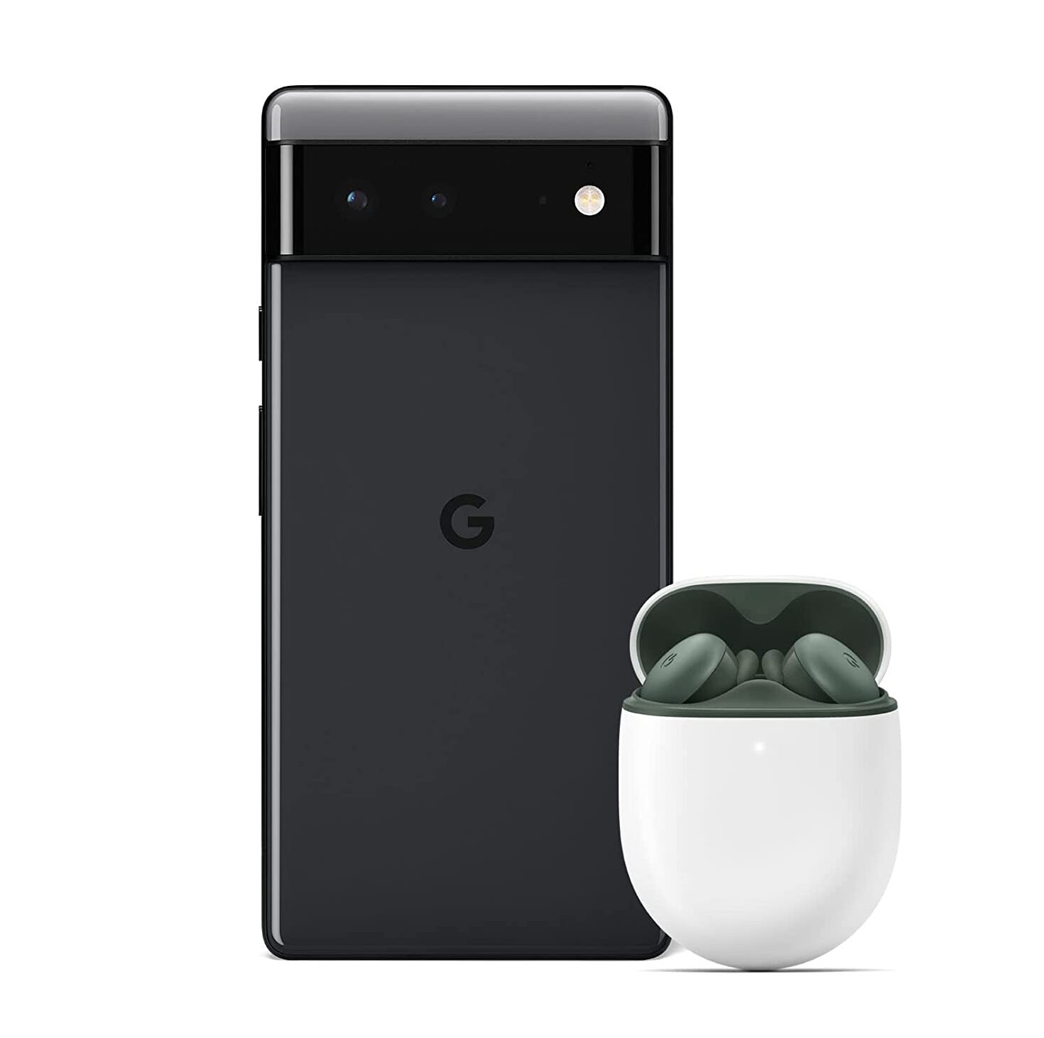 Bild von Google Pixel 6 – Unlocked Android 5G Smartphone 128 GB, Stormy Black + Pixel Buds A-Series Wireless Earbuds, Dark Olive