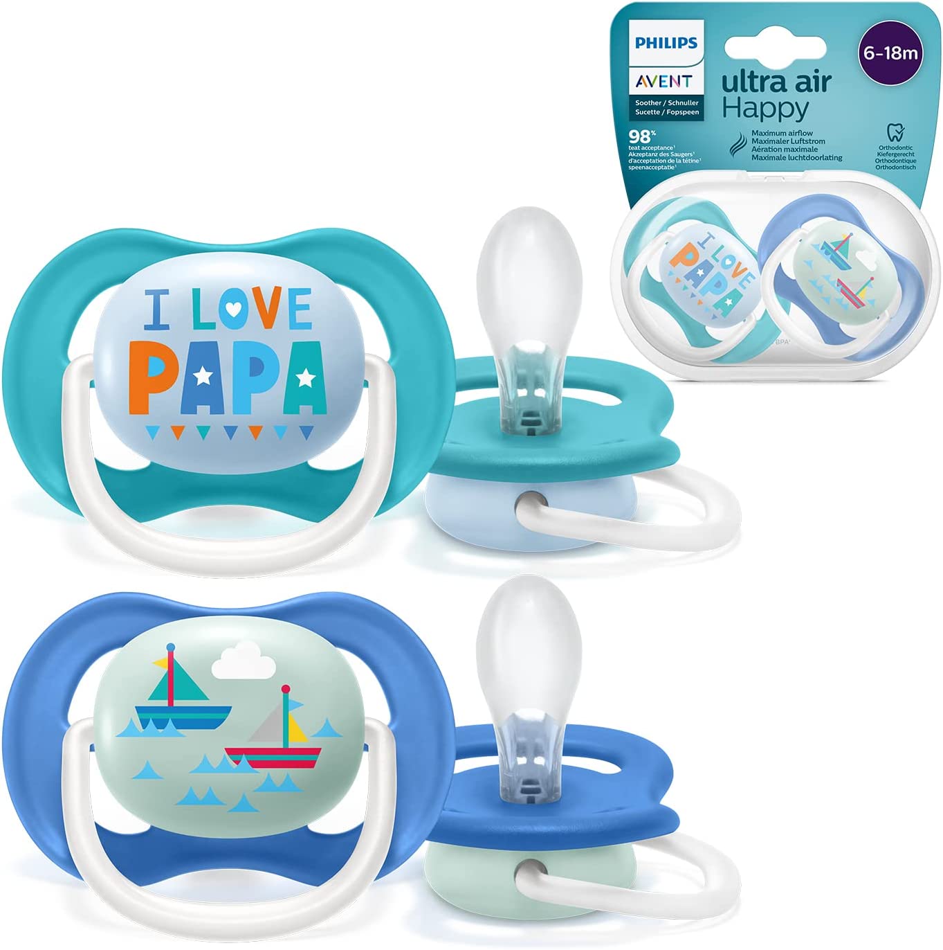 Bild von Philips Avent Ultra Air Pacifier, 6-18 months, Orthodontic & BPA-, 2 pcs