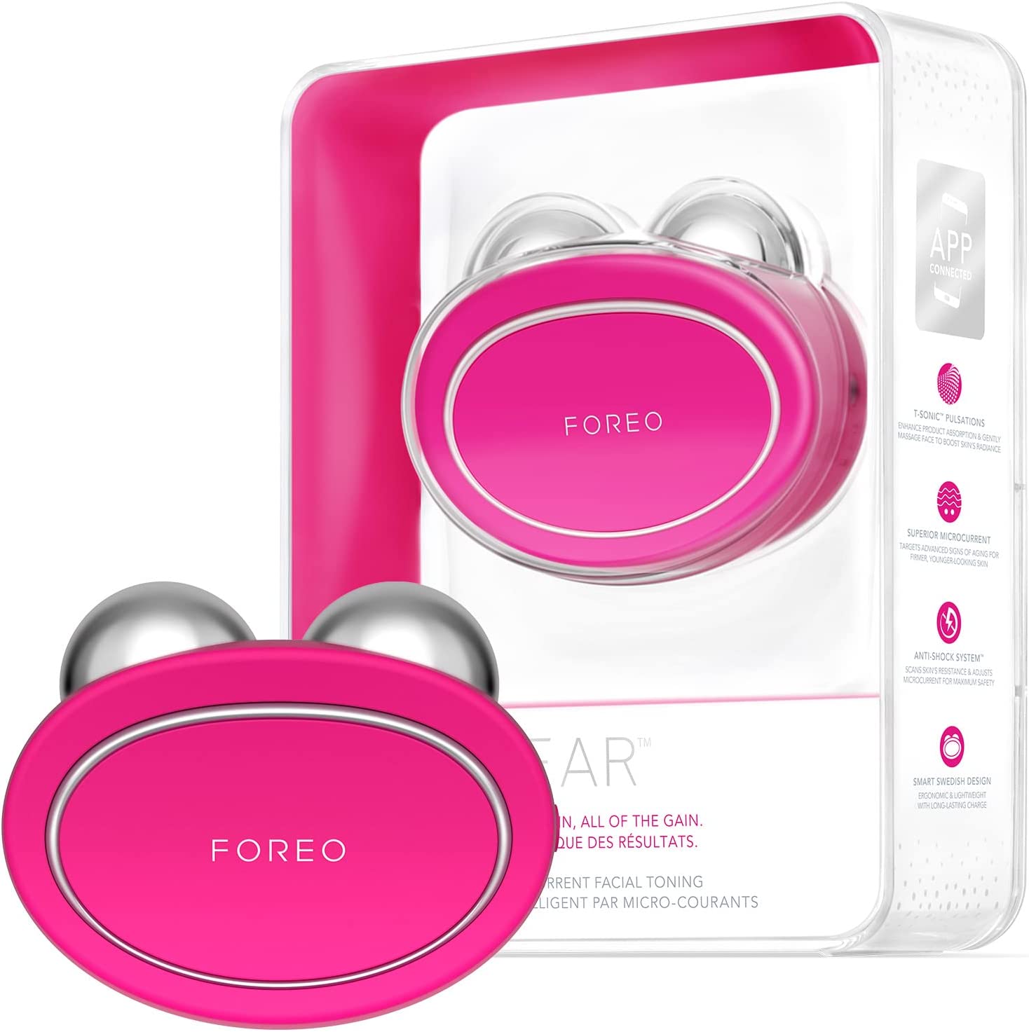 Bild von Foreo Bear Smart Microcurrent Face Lift Device | Double Chin Reducer | Face Sculptor & Jaw Excerciser | Immediately Visible Non-Invasive Face Lift | Antiaging | Safe & Painless | Fuchsia